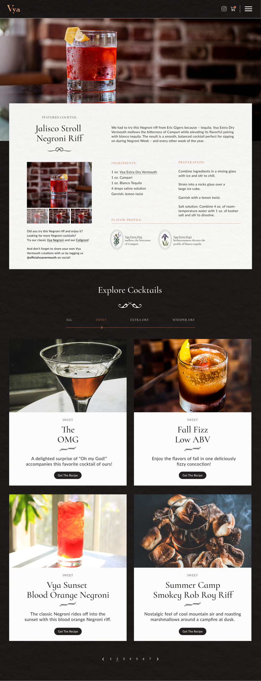 Cocktails landing page website design example