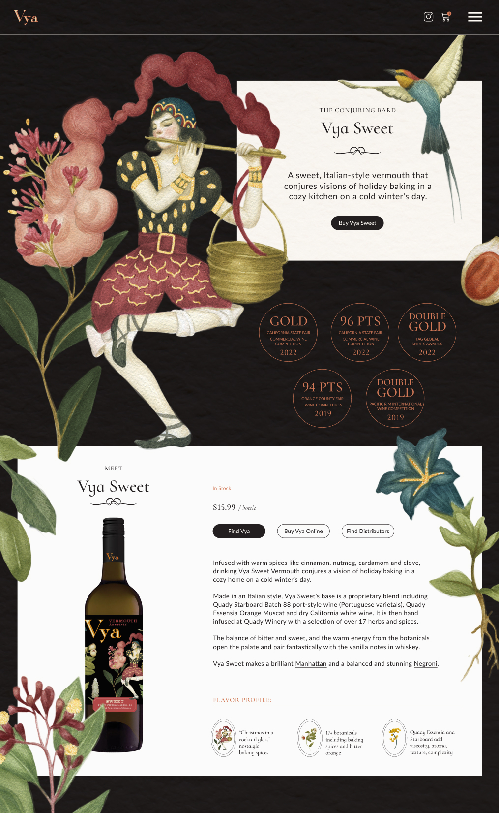 Vya Sweet Vermouth purchase page website design