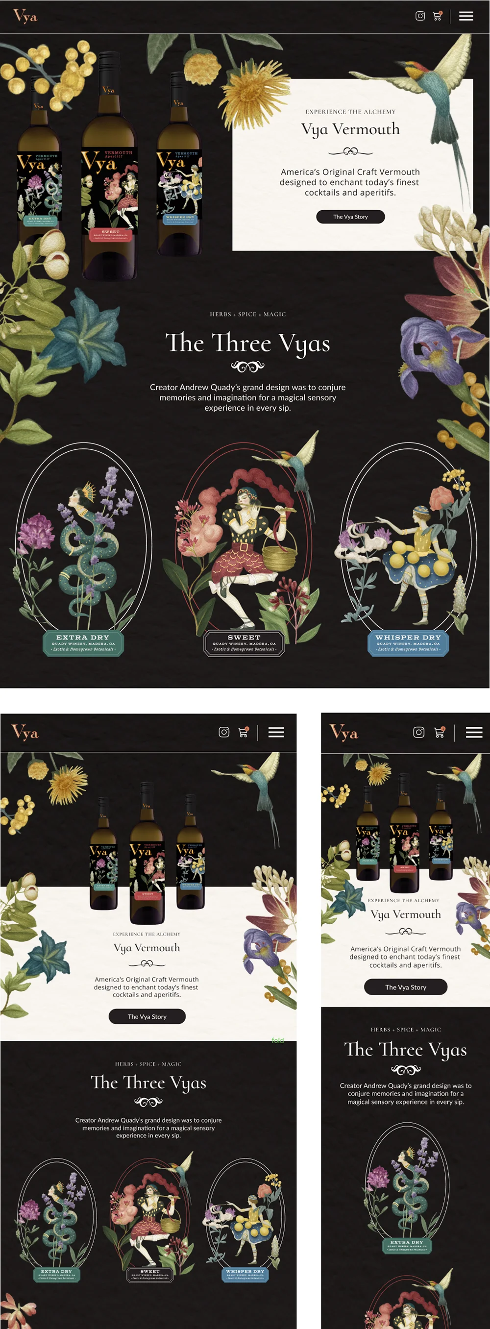 three separate images of homepage design for desktop, tablet and mobile sizes